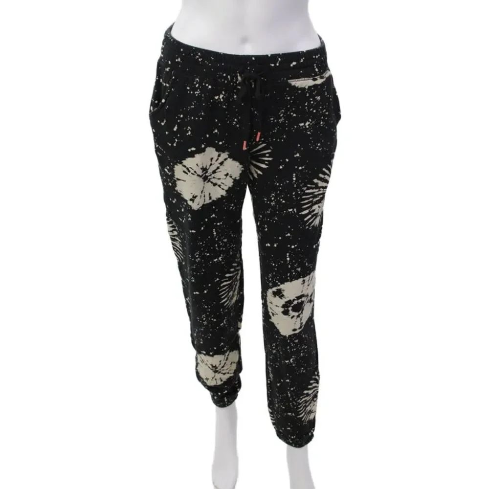 P.J. Salvage Womens Tie-Dye Print Drawstring Tapered Sweatpants Black Size XS